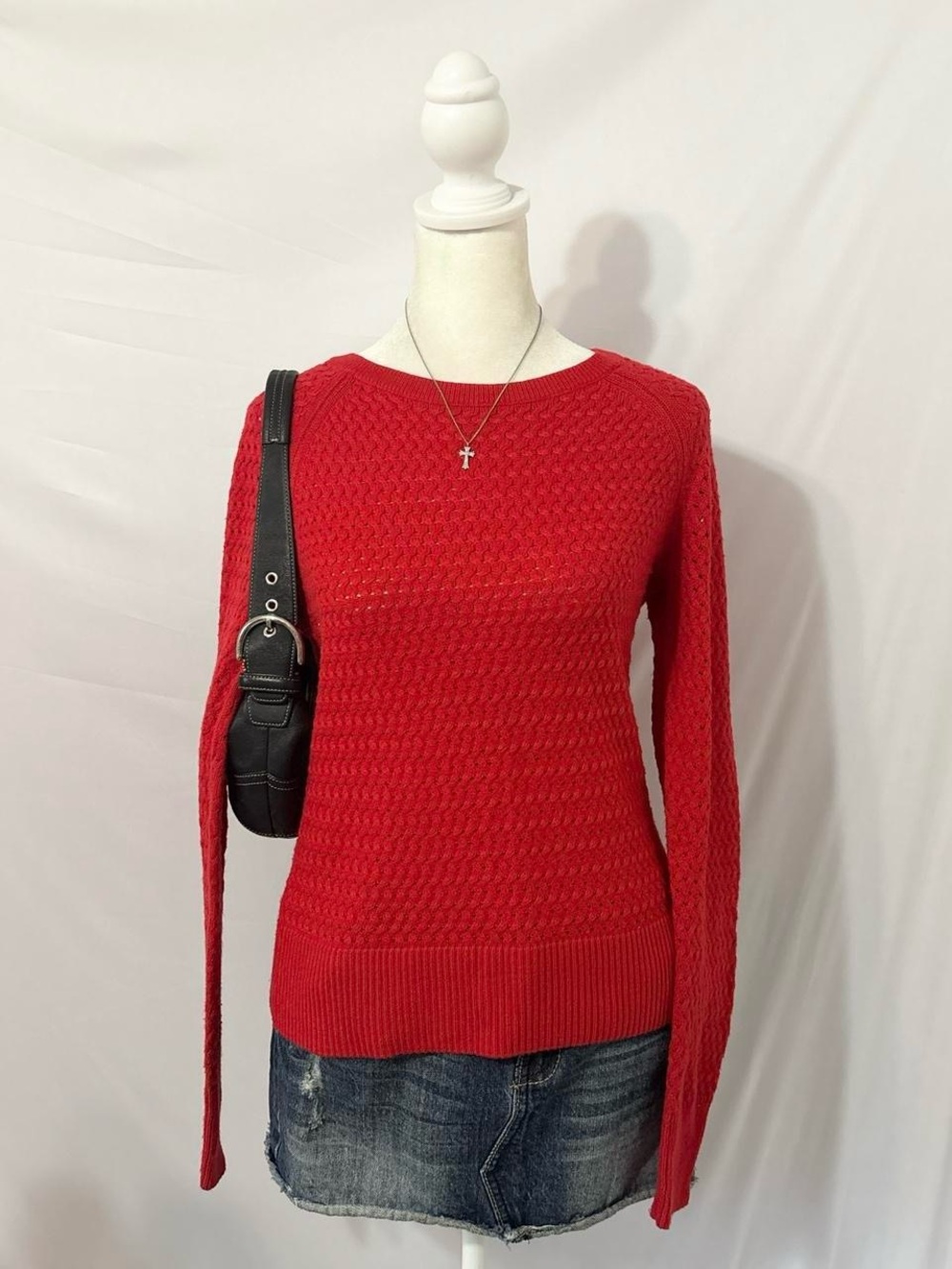 Y2k Red American Eagle Sweater with Zip Up Details on back